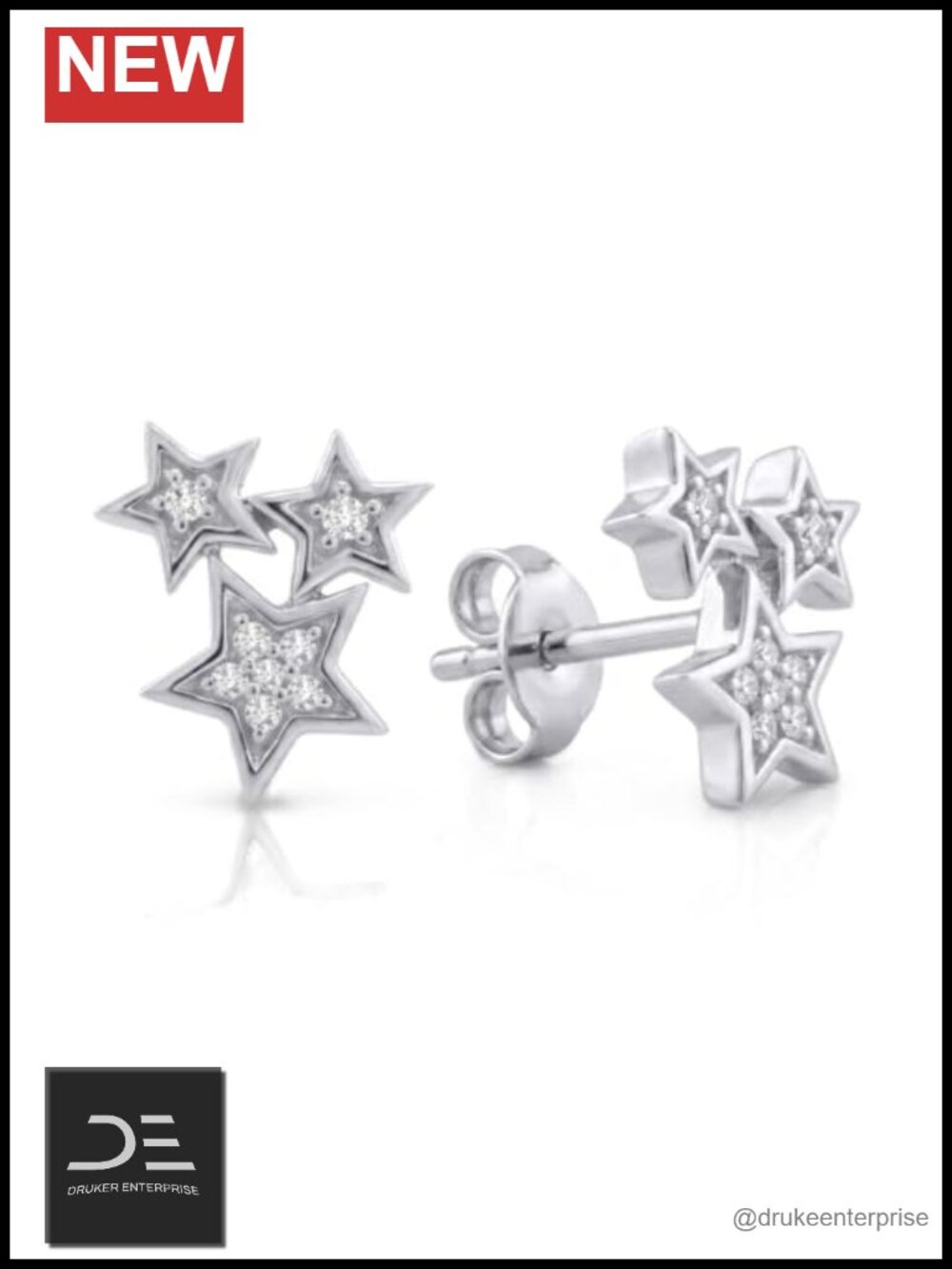 Lab Grown Diamond Stud Earrings Sterling Silver 1/10-1/2 CT TW Prong Push Back